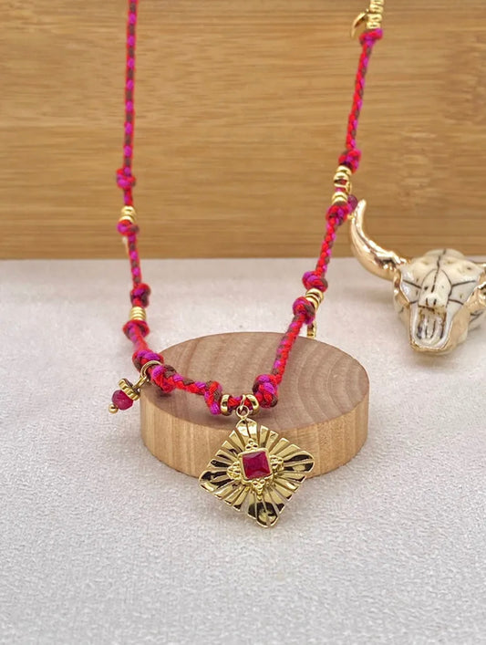 Collier plage fushia